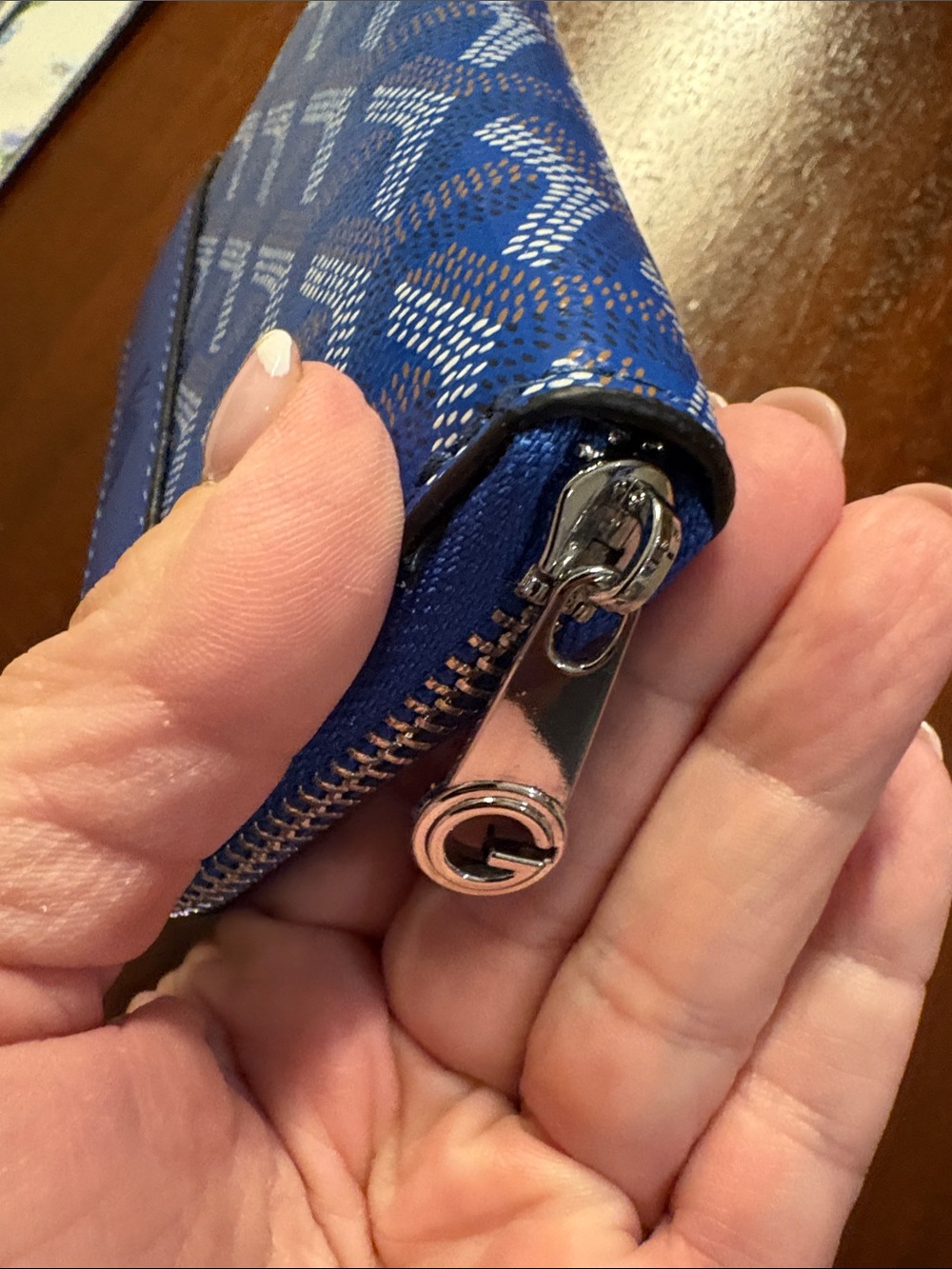 Blue Patterned Wallet with Keychain - Picture 2 of 5